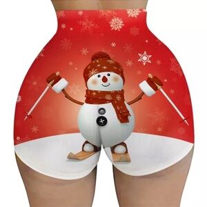 Festive Snowman Red Women's Shorts